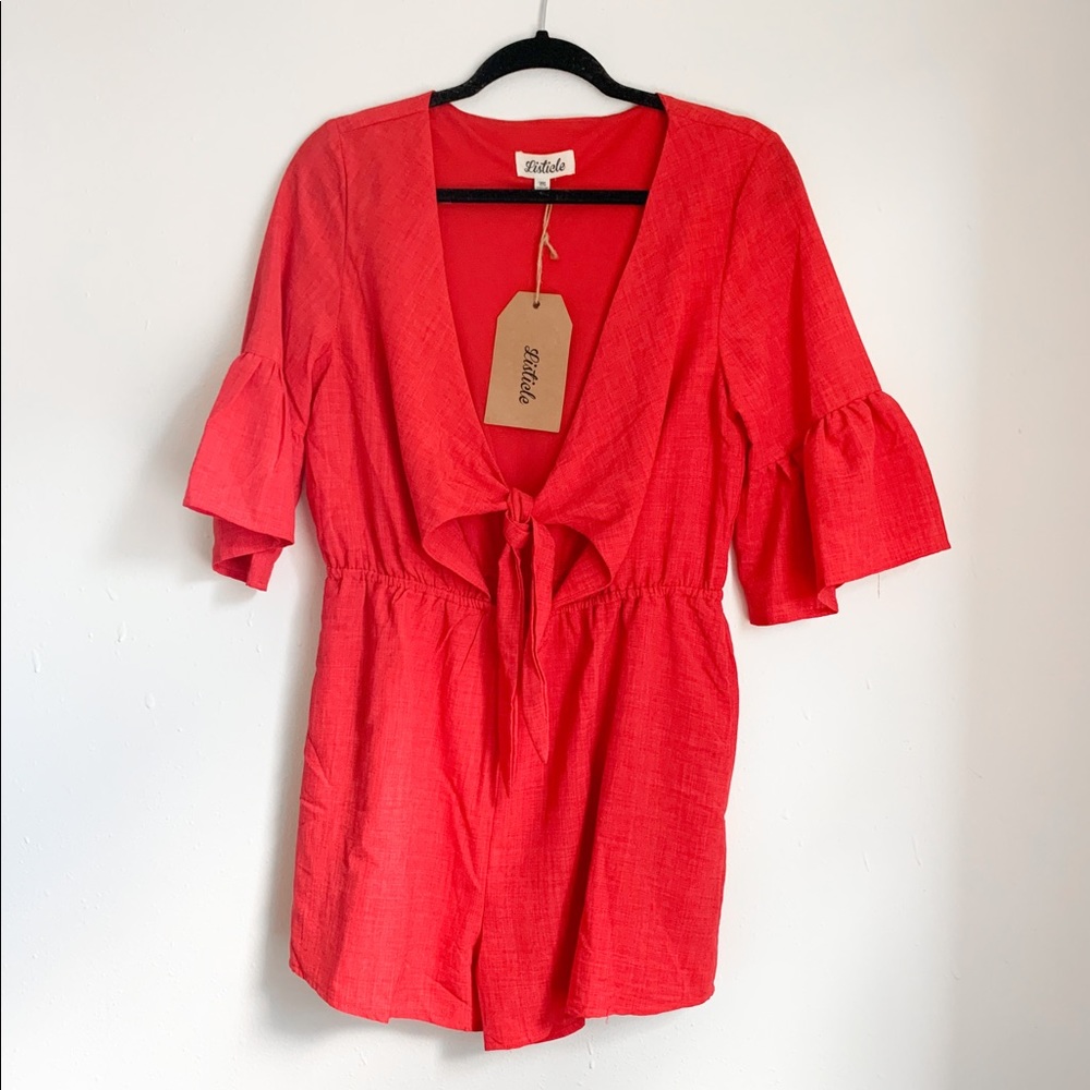 ❌SOLD❌ Listicle Red Summer Romper - Picture 4 of 5